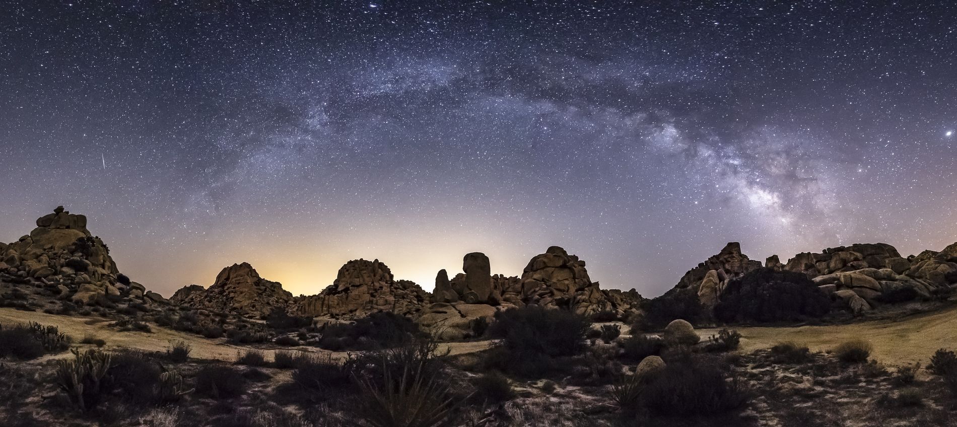 Milky Way Arch Panorama Over Alien Desert Landscape by Kevin Key