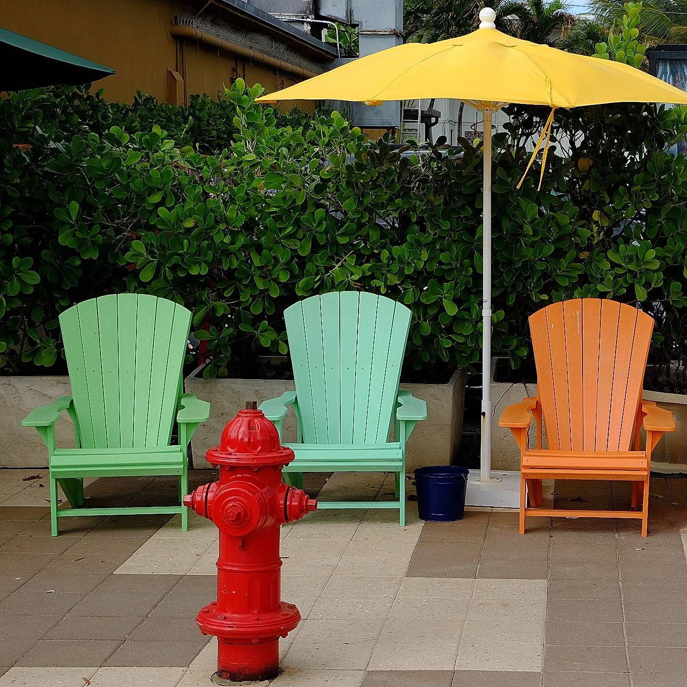 Three Chairs Fire Hydrant And Umbrella Fort Lauderdale By The