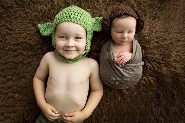 kids as yoda and leia