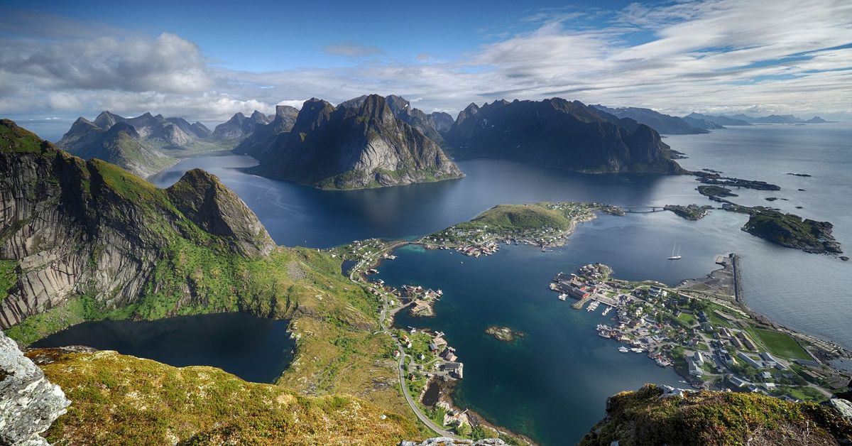 View from Reinebringen, Lofoten, Norway by detlev.b. photo